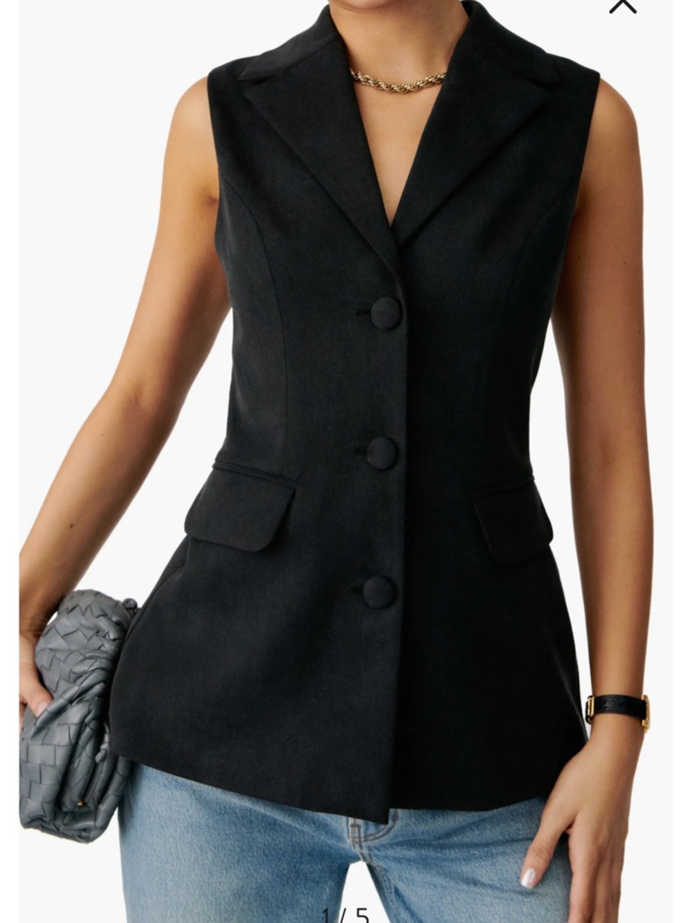 Reformation Black Sleeveless Blazer Vest